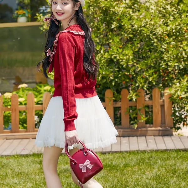 ZIHAN Knitwear Women's Ribbon Red-1