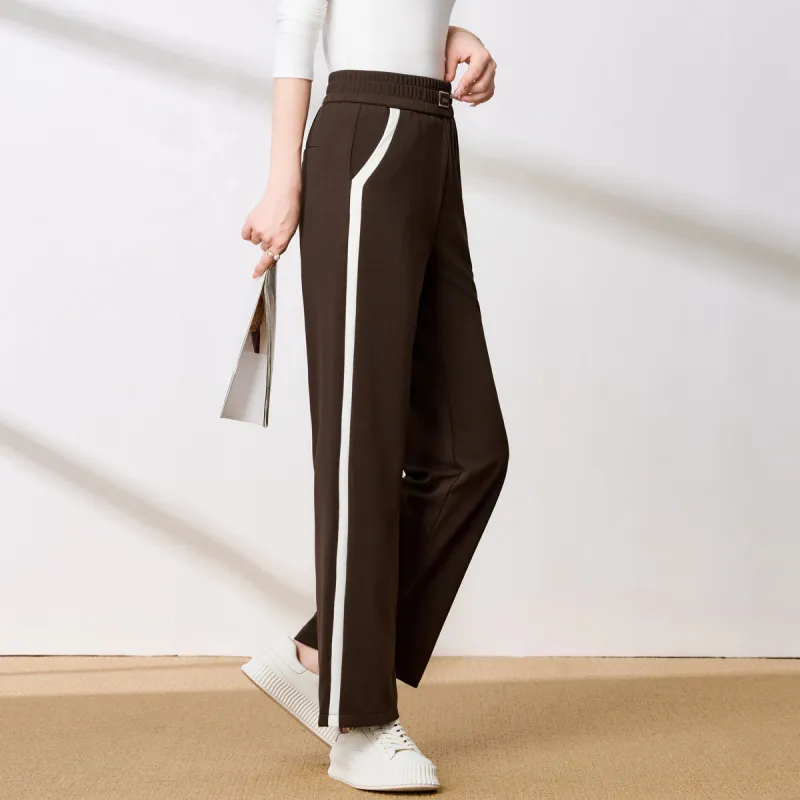 FENHONGMALI Casual Pants Women's Coffee-3