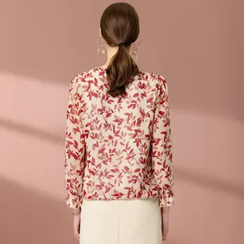 FENHONGMALI Shirt Women's Red Flower