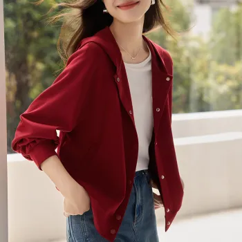 Mo Han Yi Mei Jackets Coats Women's Cherry Red