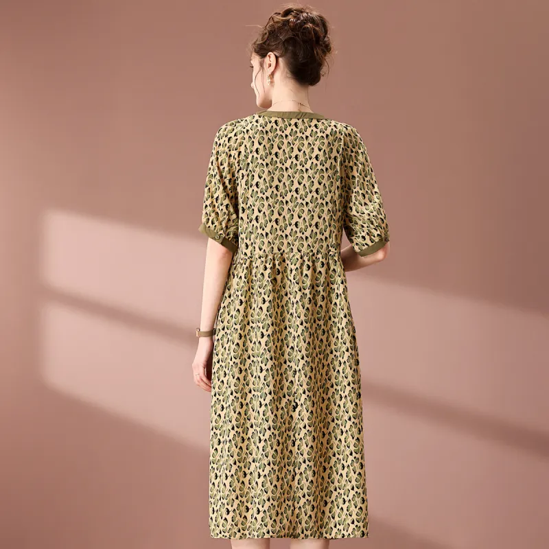 FENHONGMALI Short Sleeved Dresses Women's Green-2