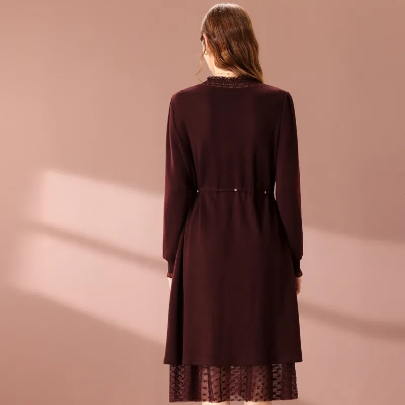 FENHONGMALI Long Sleeved Dresses Women's Purple-1