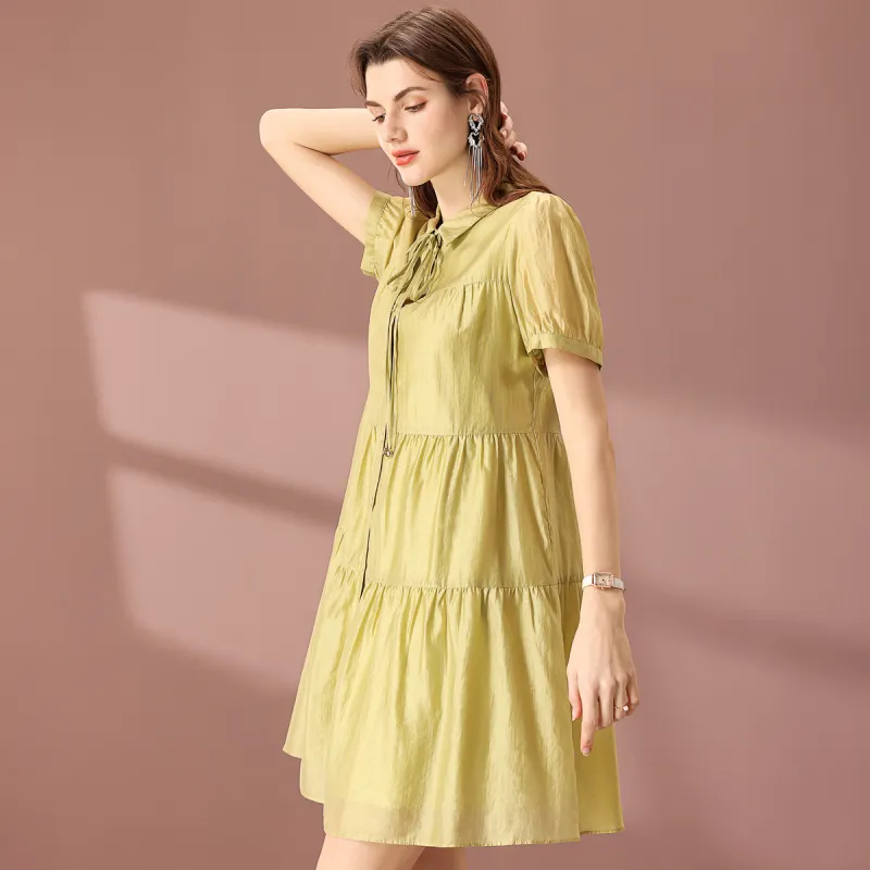 FENHONGMALI Short Sleeved Dresses Women's Green-1