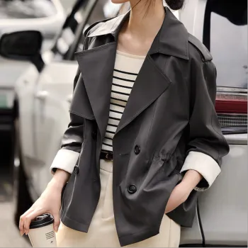 XWI Trench Coat Women's Smoke Gray & Beige