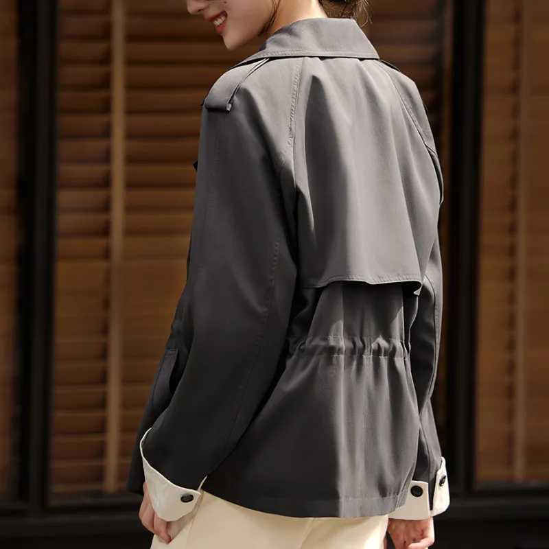 XWI Trench Coat Women's Smoke Gray & Beige-1