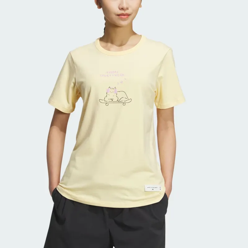 Adidas T Shirt Women's Light Orange Yellow-1