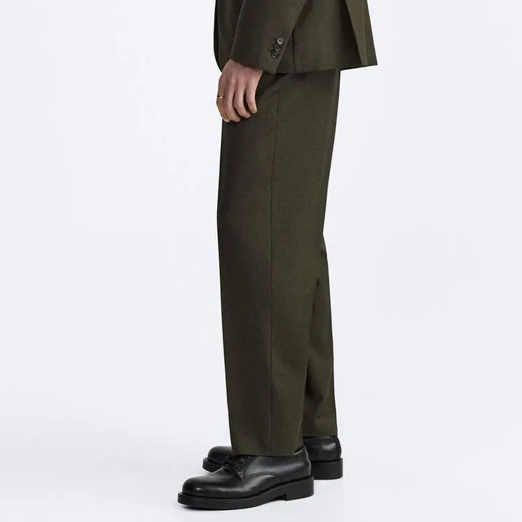 ZARA Suit Trouser Men's Dark Khaki-4