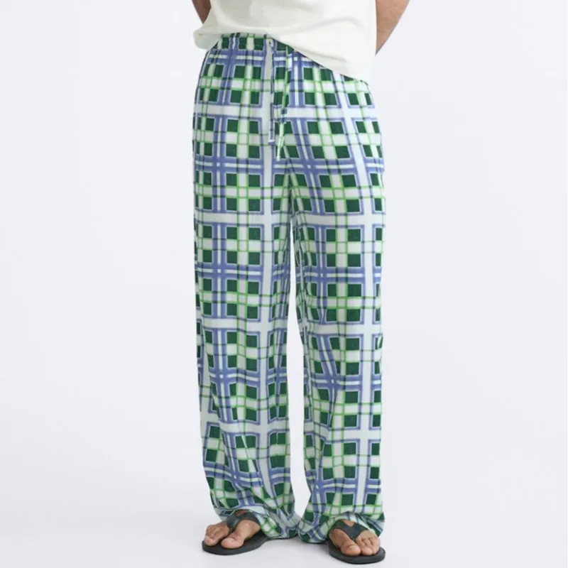 ZARA Casual Pants Men Blue-2
