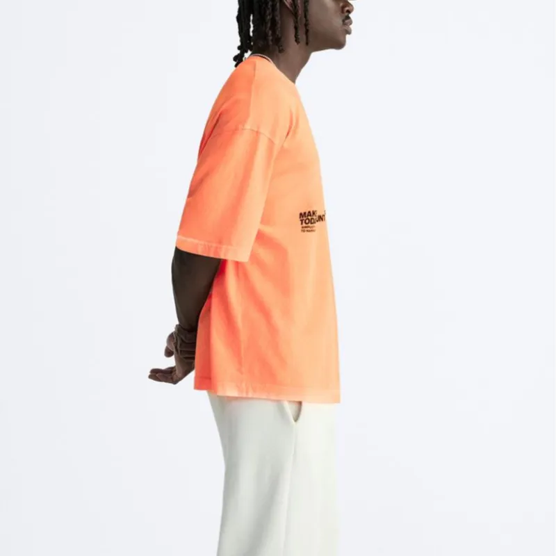 ZARA T-Shirts Men Neon Orange-4