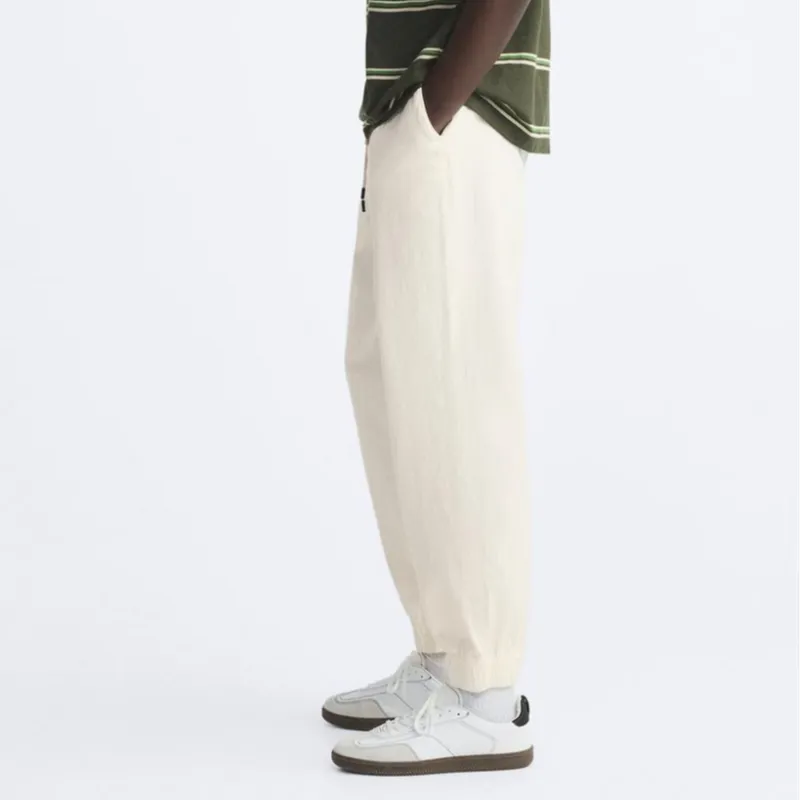 ZARA Casual Pants Men Beige-4