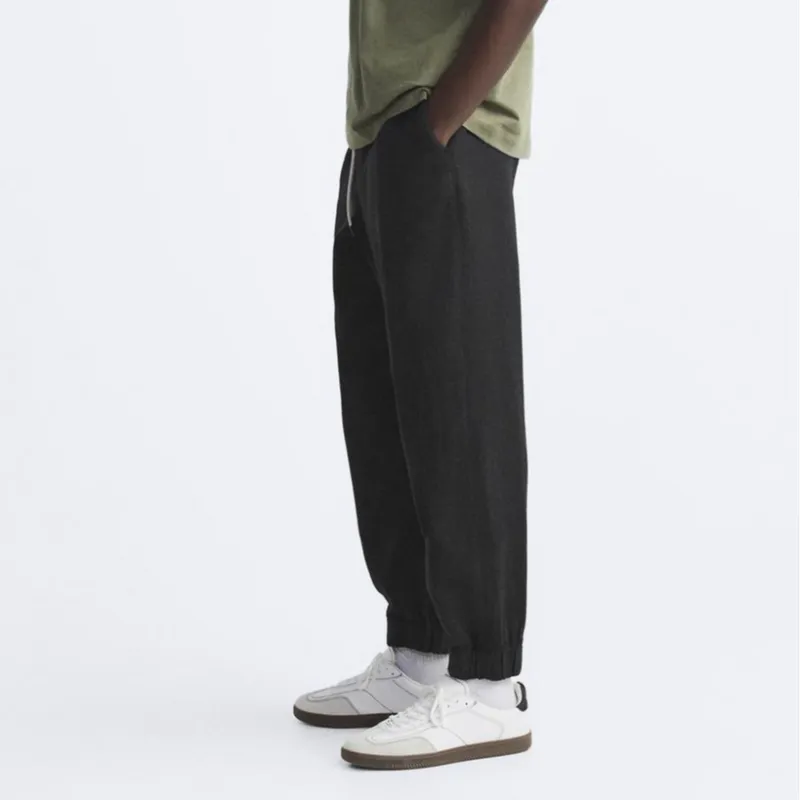 ZARA Casual Pants Men Black-3
