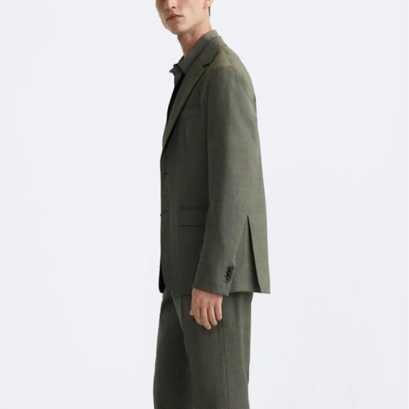 ZARA Business Suit Men's Army Green-4