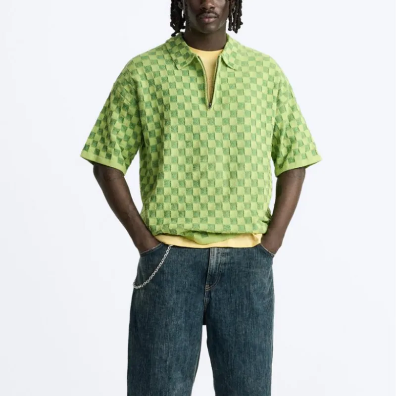 ZARA Polo Shirts Men Green-2