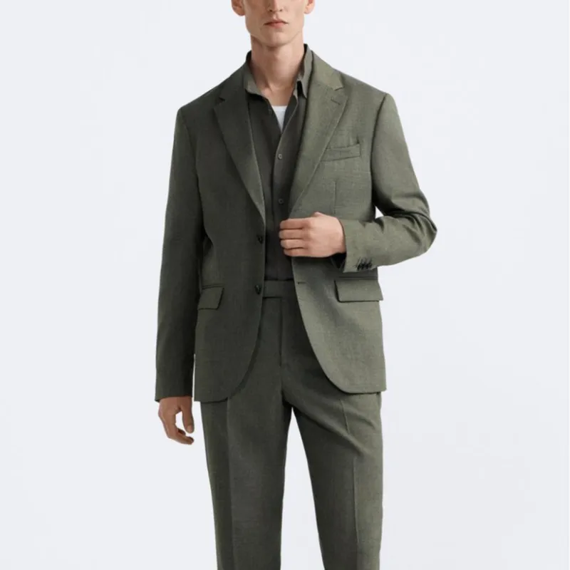 ZARA Business Suit Men's Army Green-2