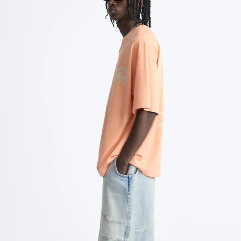 ZARA T Shirts Men Orange-4