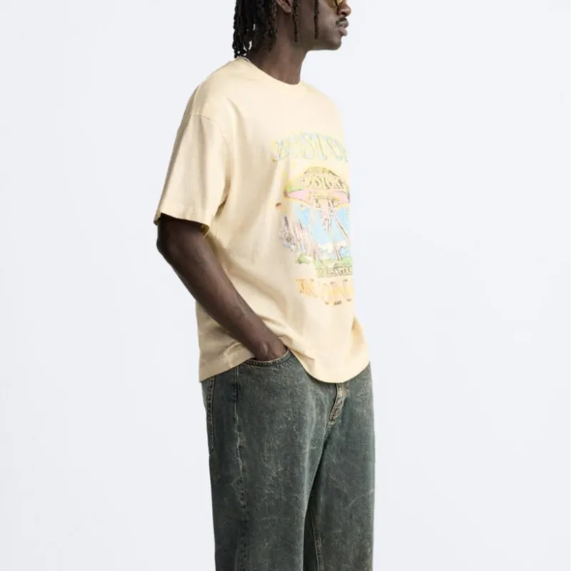 ZARA T Shirts Men Tan-4