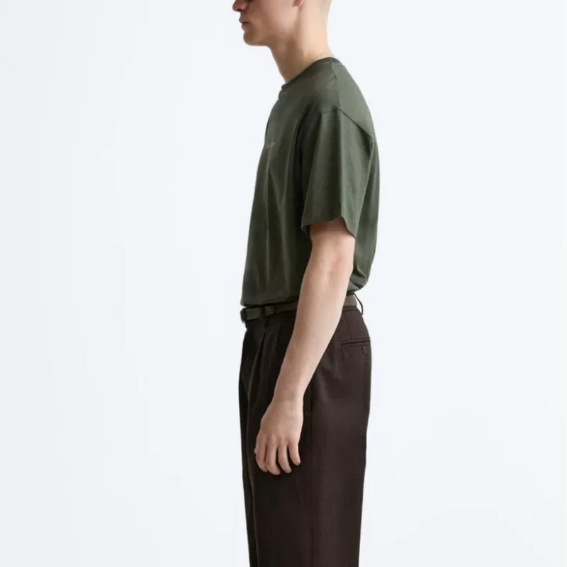 ZARA T-Shirts Men Dark Green-4