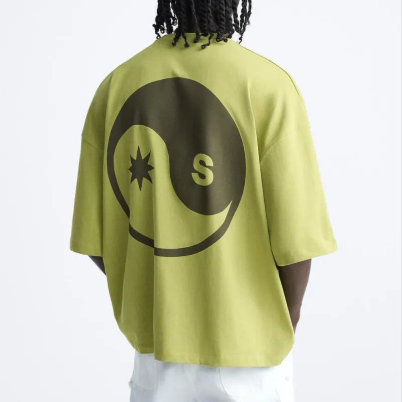 ZARA T Shirts Men Green-3