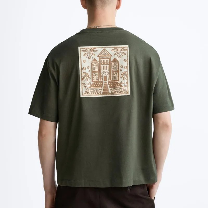 ZARA T-Shirts Men Dark Green-3