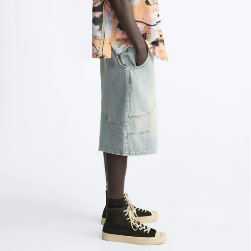 ZARA Casual Shorts Men Blue-4
