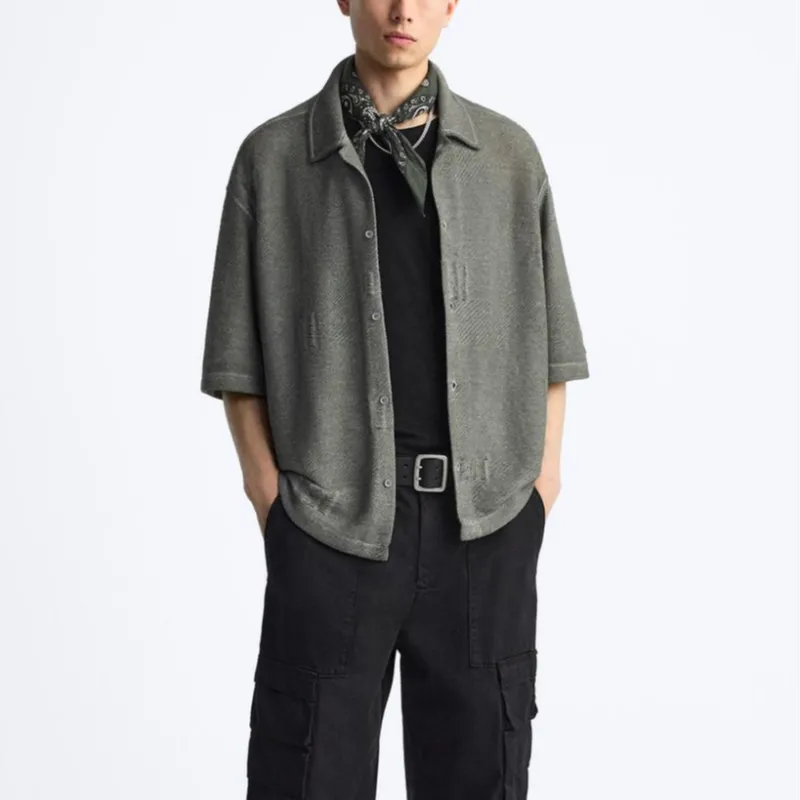 ZARA Shirts Men Khaki-2