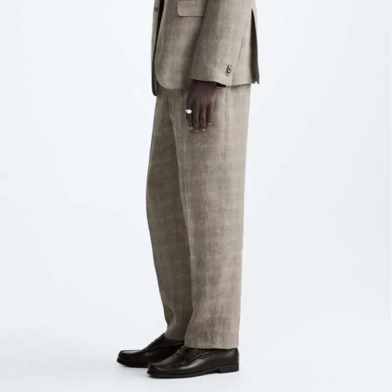 ZARA Suit Trousers Men Brown-4