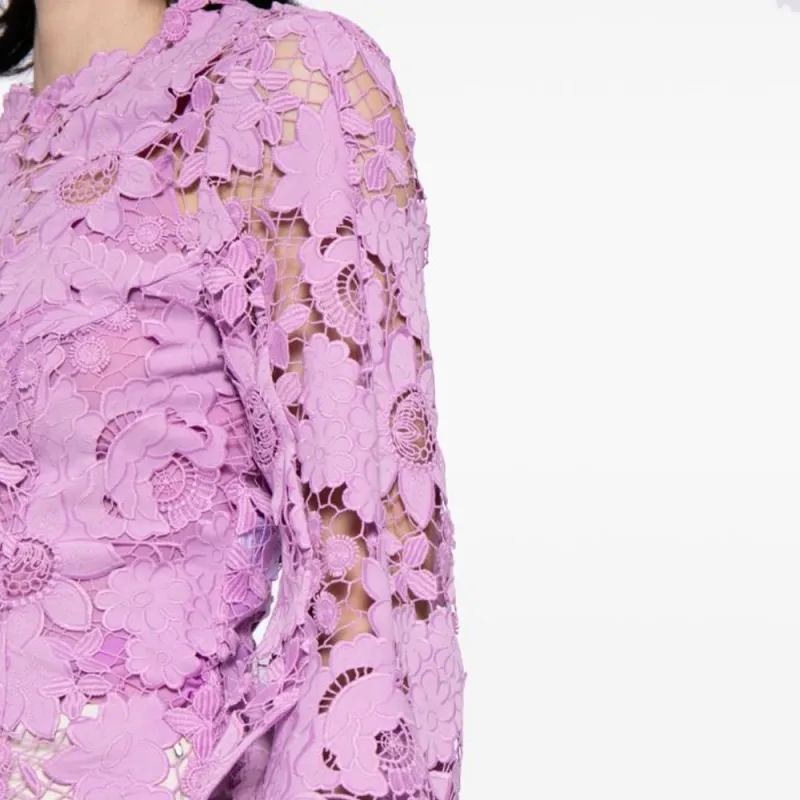 Oscar De La Renta Floral Guipure Lace Blouse-4