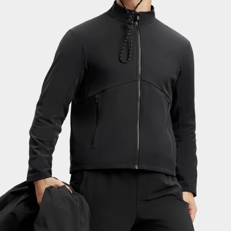 FILA Outdoor Hiking Waterproof, Windproof, And Breathable Windbreaker Jacket Men's Pitch Black-5