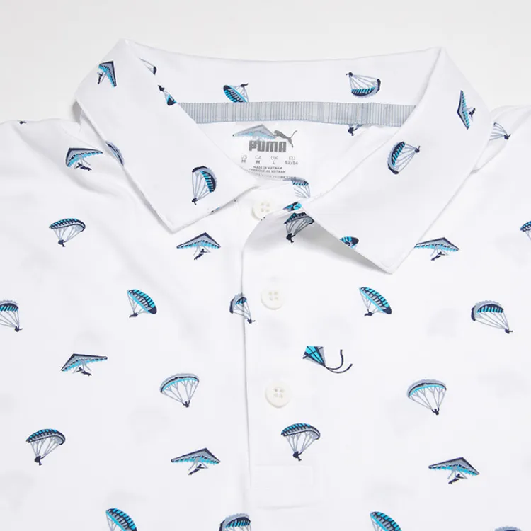 PUMA Polo Shirt Men's White/Angel Blue-4