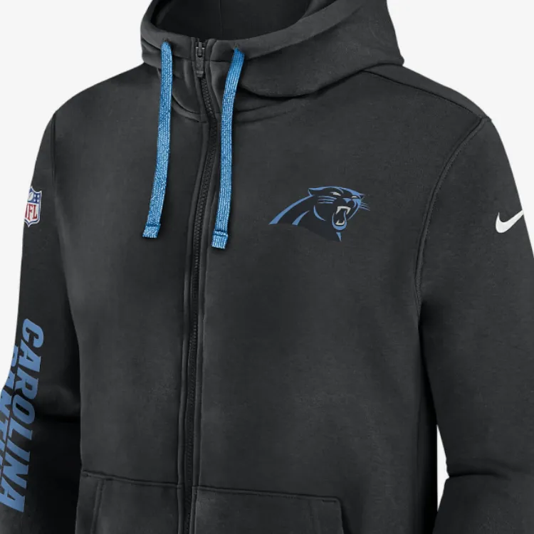 Nike Carolina Panthers Sideline Team Issue Club Men's Nike Full Zip Hoodie-4
