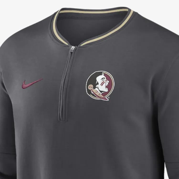 Nike Florida State Seminoles Sideline Coach Men's Nike Dri FIT College 1/2 Zip Long Sleeve Top-2