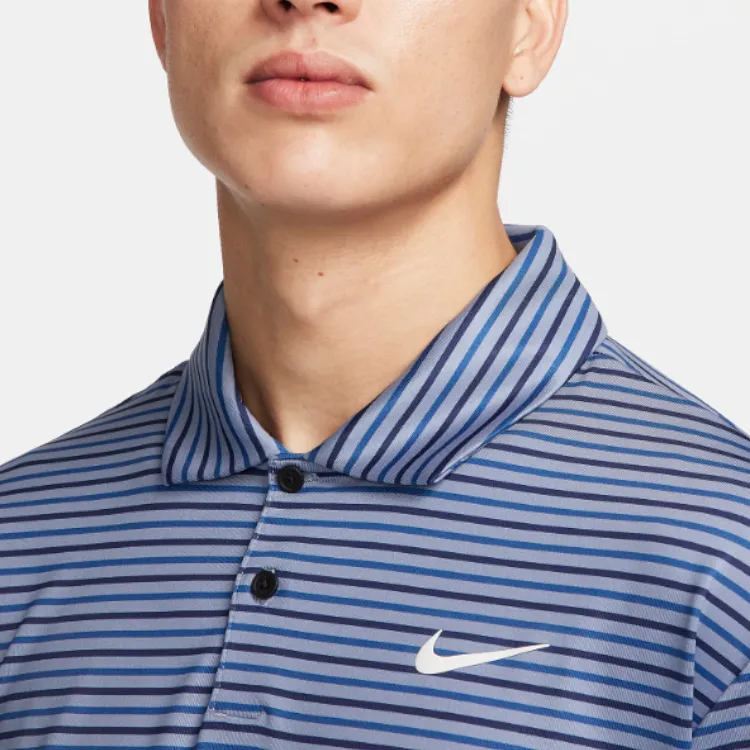Nike Striped Golf Polo Polo Shirt Men's Blue-2