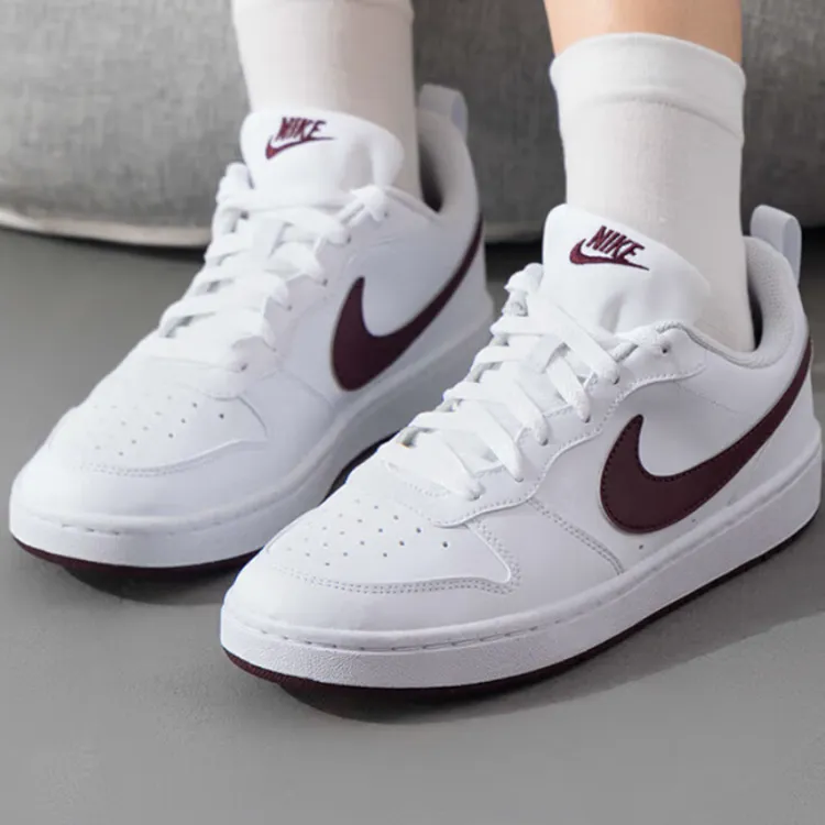 Nike Court Borough Anti Slip Wear Resistant Low Top Kids' Skateboarding Shoes White Coffee Unisex-2