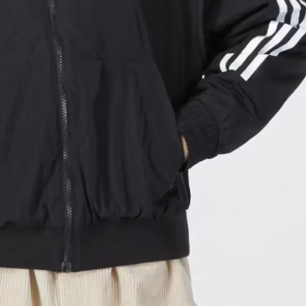 adidas Women'ss Striped Woven Windproof Jacket Black-4