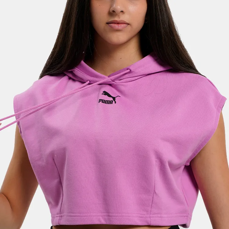 PUMA Dare To Hooded Cropped Vest Sweatshirt Women's Pink-5