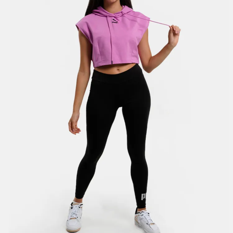 PUMA Dare To Hooded Cropped Vest Sweatshirt Women's Pink-4