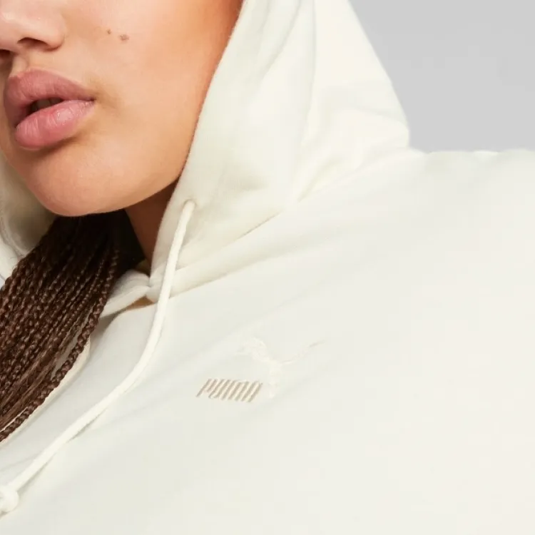 PUMA CLASSICS Cropped Hoodie TR Sweatshirt Women's White-2