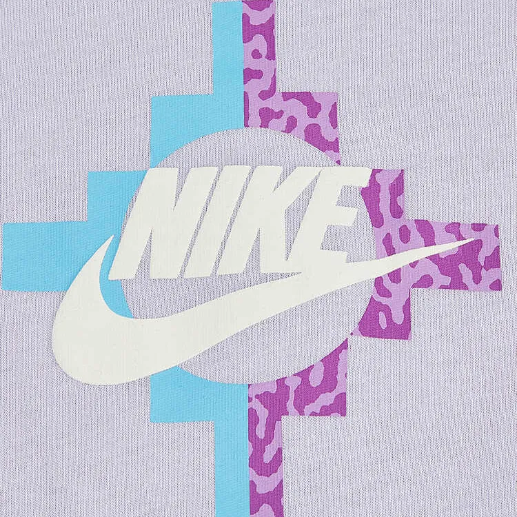 Nike Women'ss Letter Print Logo Classic Cropped Crewneck T-Shirt Purple-5