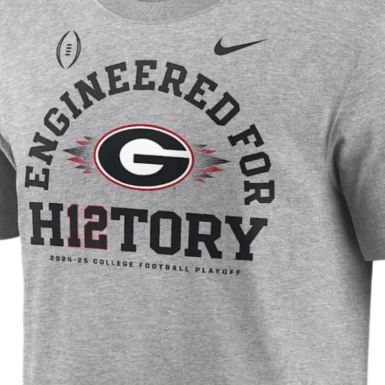 Nike GeorgiaCollege FW24 Bulldogs 2025 Football Playoff Bound Engineered T-Shirt Men's Gray Heather-2