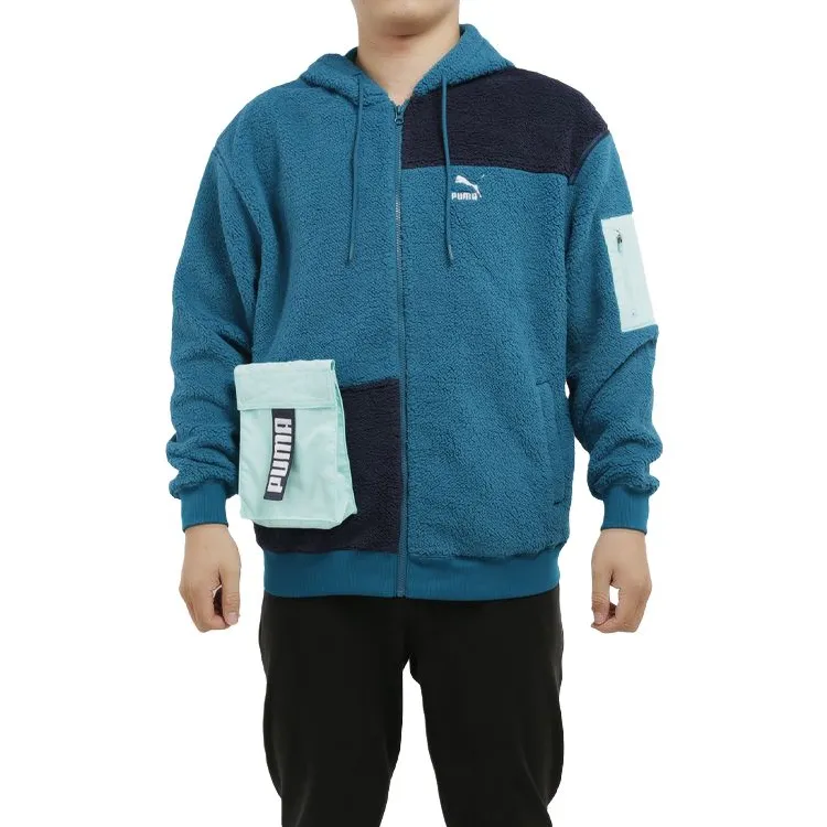 PUMA Retro Block Sherpa Coat Men's Digital Blue-2
