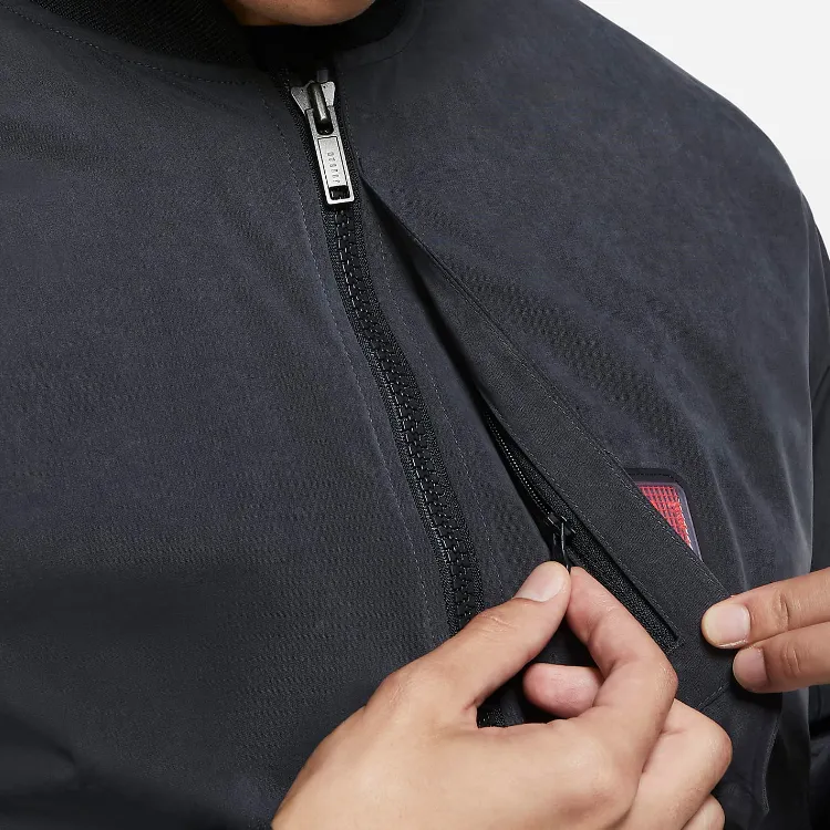 Jordan Solid Color Baseball Collar Down Jacket Men's Black-3