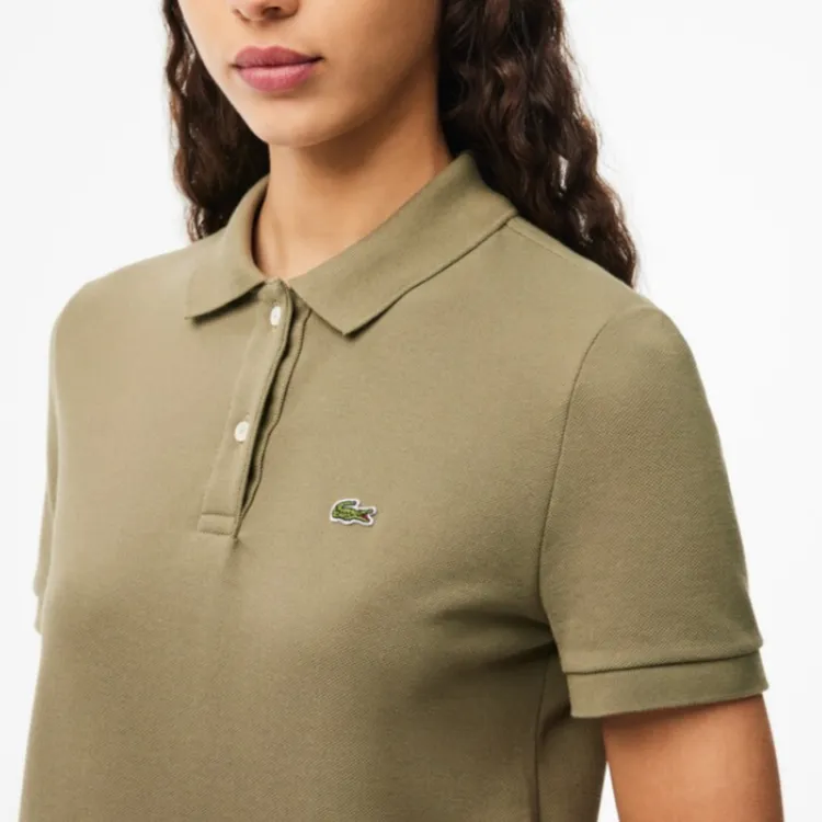 LACOSTE Short Sleeved Dress Women's Khaki Green-3