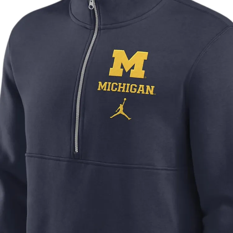 Jordan Michigan Wolverines Primetime Club Men's Jordan College 1/2 Zip Crew-2