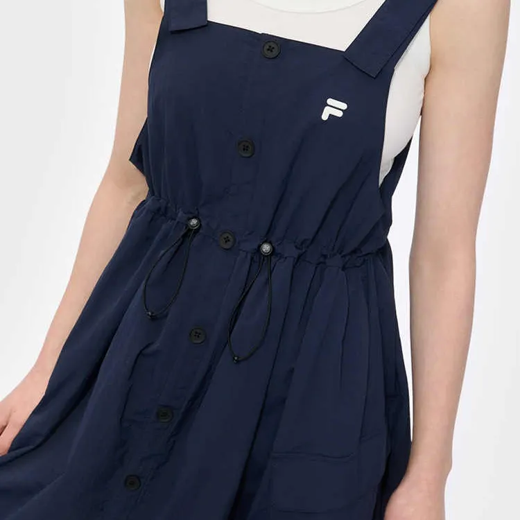 FILA FUSION FOB Series SS25 Slip Dresses Women's Pitch Black Navy Blue DB-3