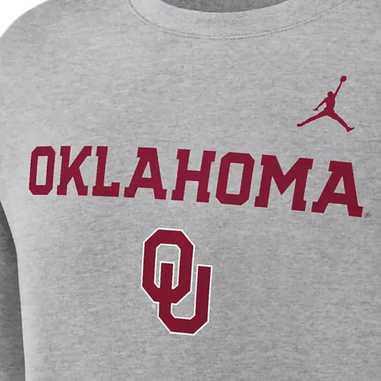 Jordan Oklahoma Sooners Primetime Primary Stack Men's Jordan College Pullover Crew-2