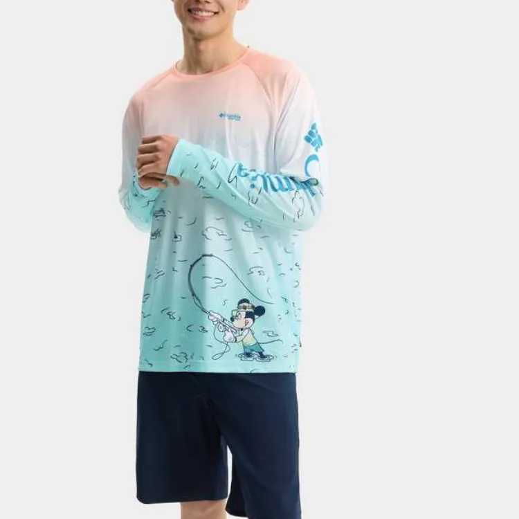 Columbia x Disney PFG T Shirt Men's Pink Blue-2