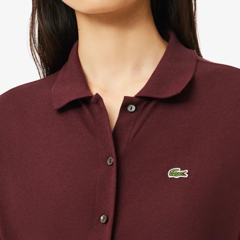 LACOSTE Logo embroidered Midi Shirt Dress-3