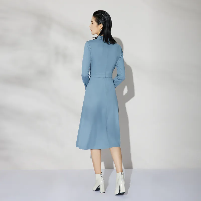 BBLLUUEE Long Sleeved Dress Women's Moonlight Blue-1