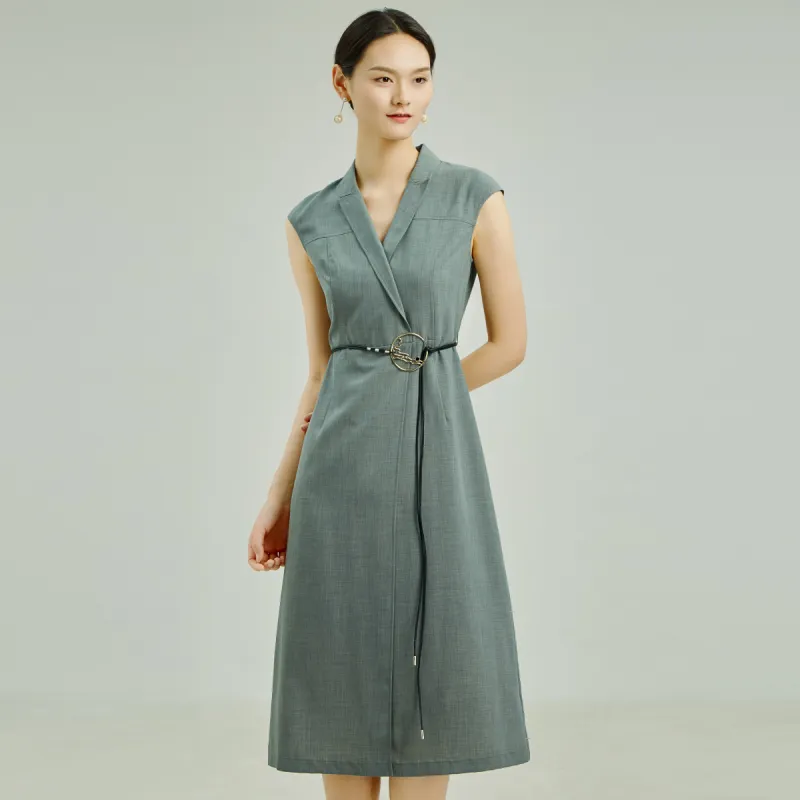 BBLLUUEE Sleeveless Dress Women's Brocade Green-1