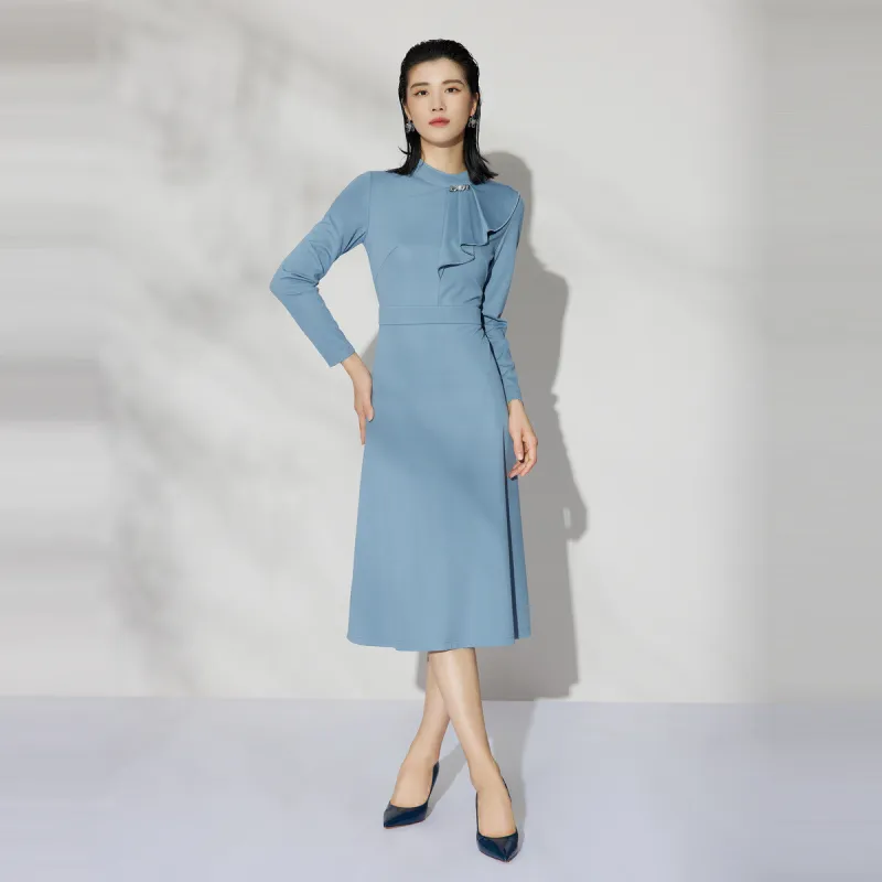 BBLLUUEE Long Sleeved Dress Women's Moonlight Blue-2